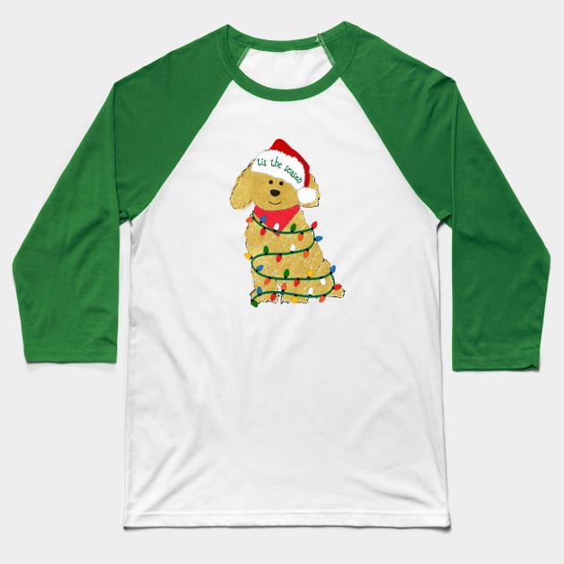 Goldendoodle  Decorated with Christmas Lights Baseball T-Shirt by EMR_Designs